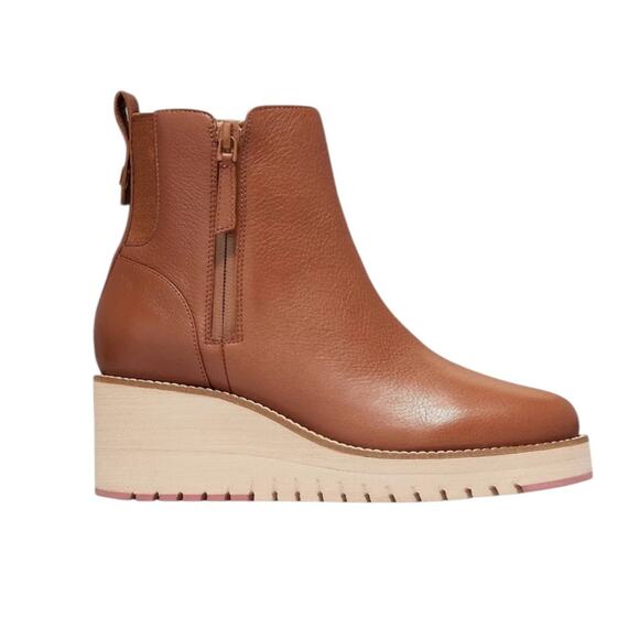 NWOT Cole Haan Zeroground City Wedge Tan Booties – Sz 9.5B - Picture 1 of 10